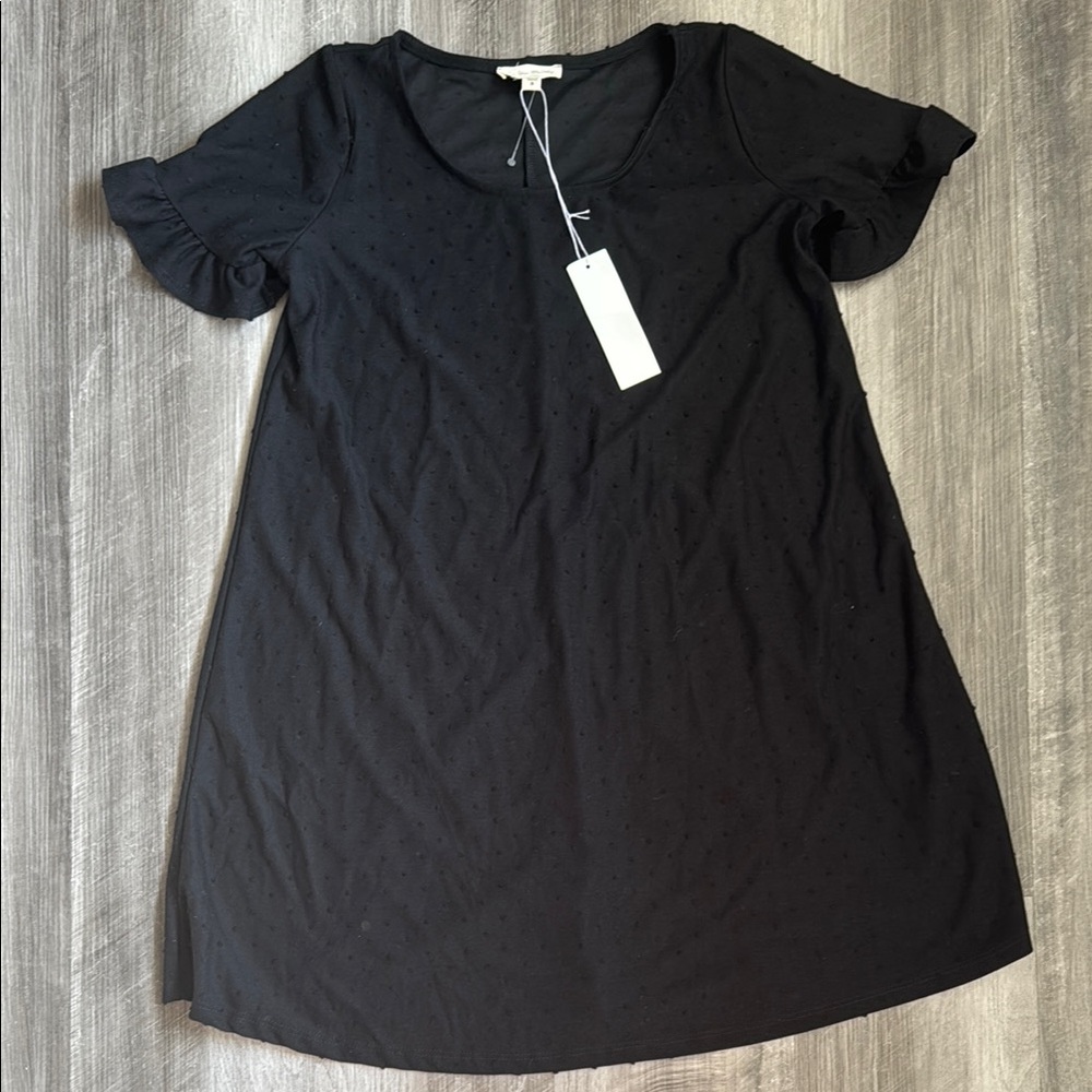 NEW see you Monday dress black small women’s short sleeve flutter mini baby doll